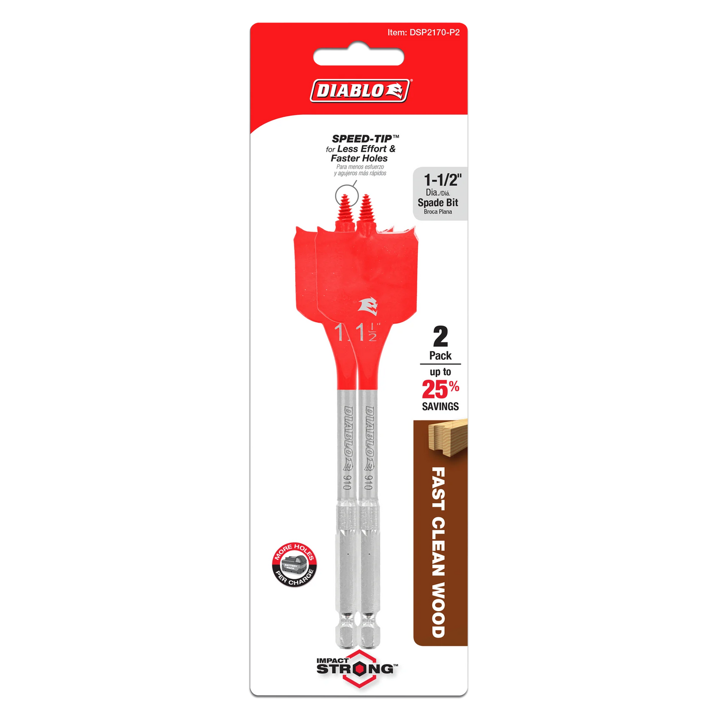 Diablo Spade Bit 1-1/2 X 6 2PK - DSP2170-P2