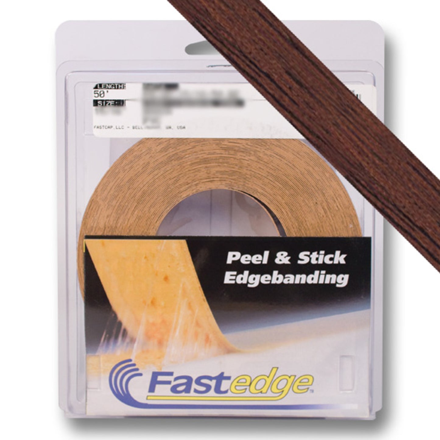 FASTCAP 15/16" X 50' WALNUT FASTEDGE UNFINISHED REAL WOOD PEEL AND STICK EDGEBANDING - FC-FE.SW.15/16.50.WA